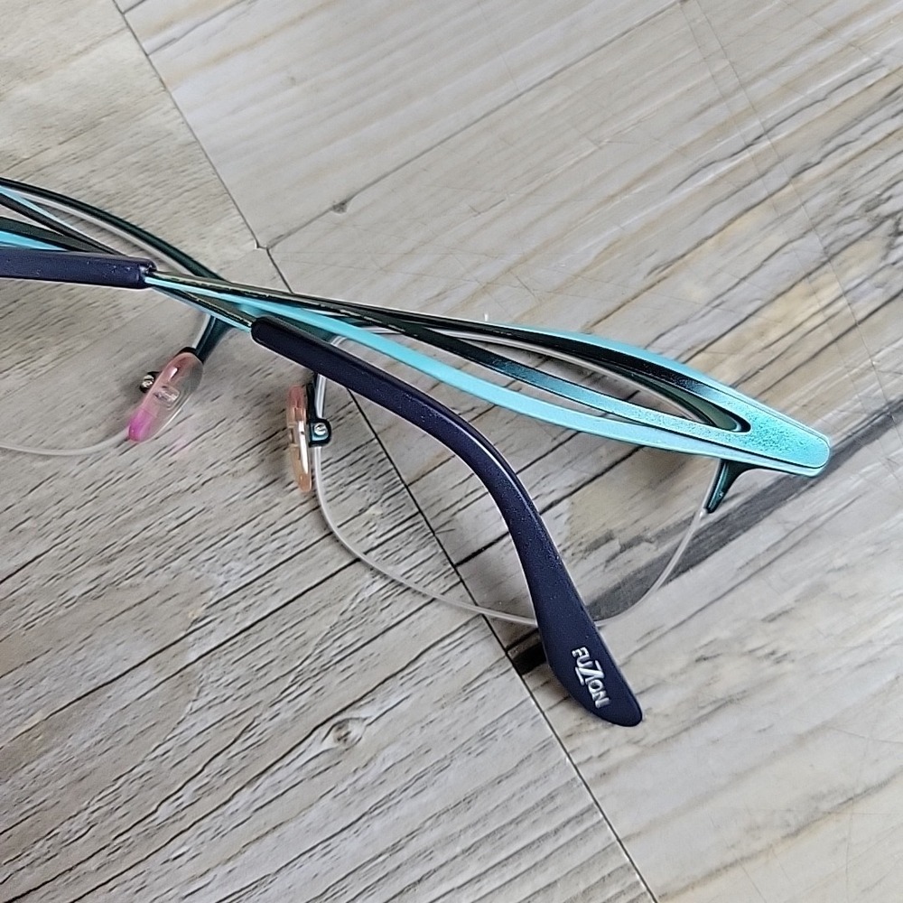 FUZION‎ mod# FUAF65 Eyeglasses Frames Blue Twist  Netal Half Rim 53-17 140mm SST - Picture 14 of 15